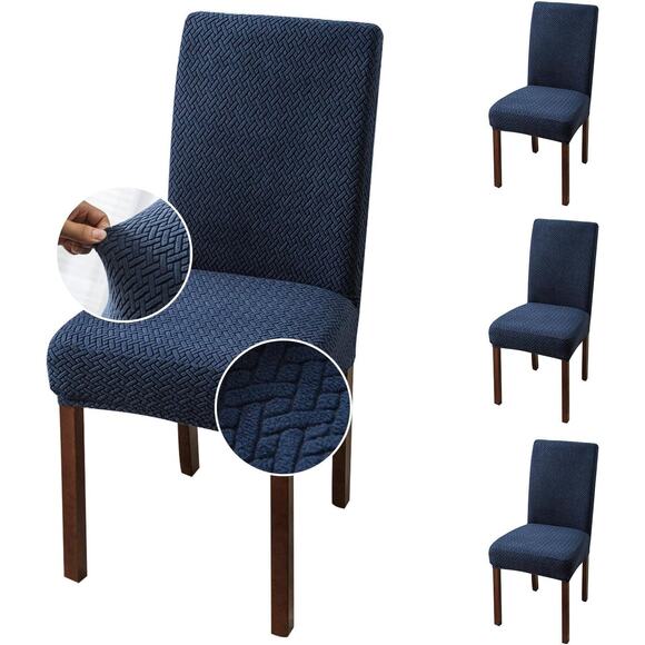 Genina Chair Covers for Dining Room Set of 4, Navy Blue - Picture 1 of 4